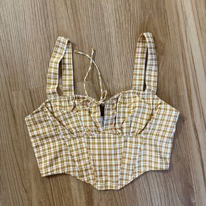 Yellow Plaid Women's Crop Top